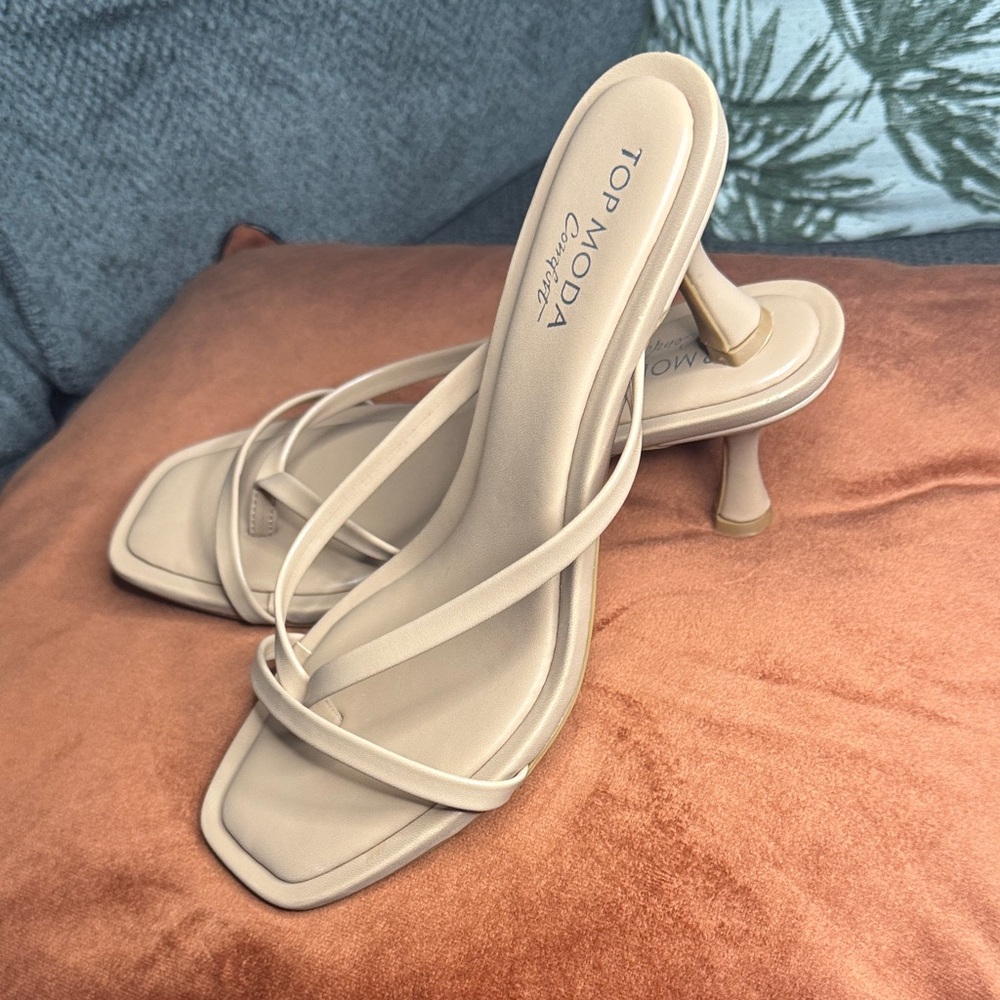TOP Moda Women's Cream Strappy Heels